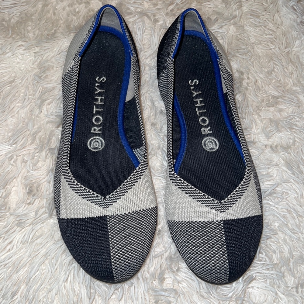 ROTHY’S Round CapToe Black Color Block The Flat Size 8